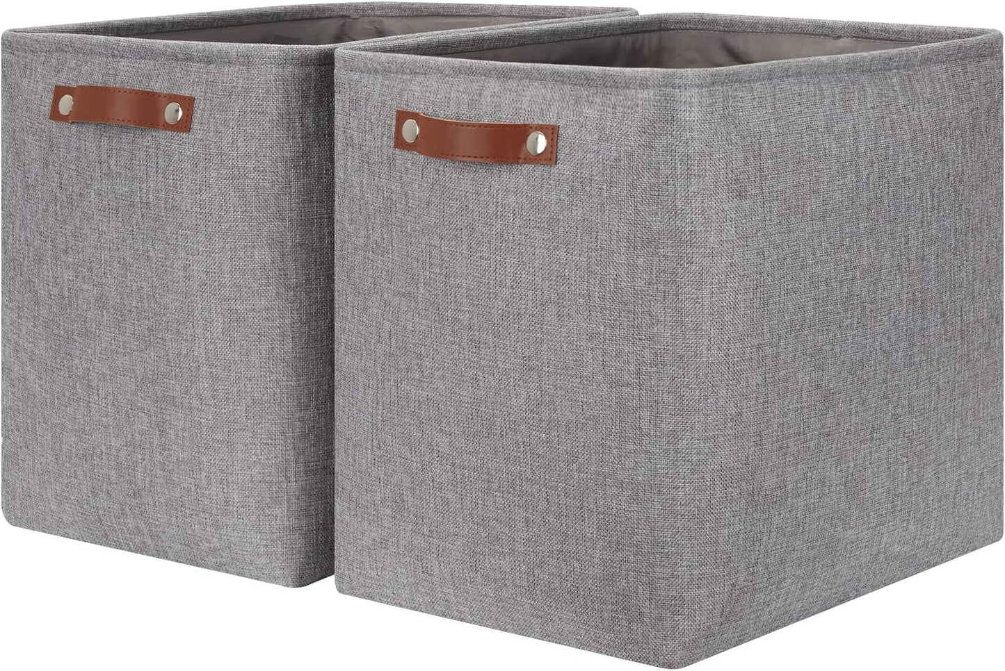 HNZIGE Tall Storage Baskets for Shelves, Rectangular Fabric Organizer with Handles, Decorative Closet Storage Bins (Grey)