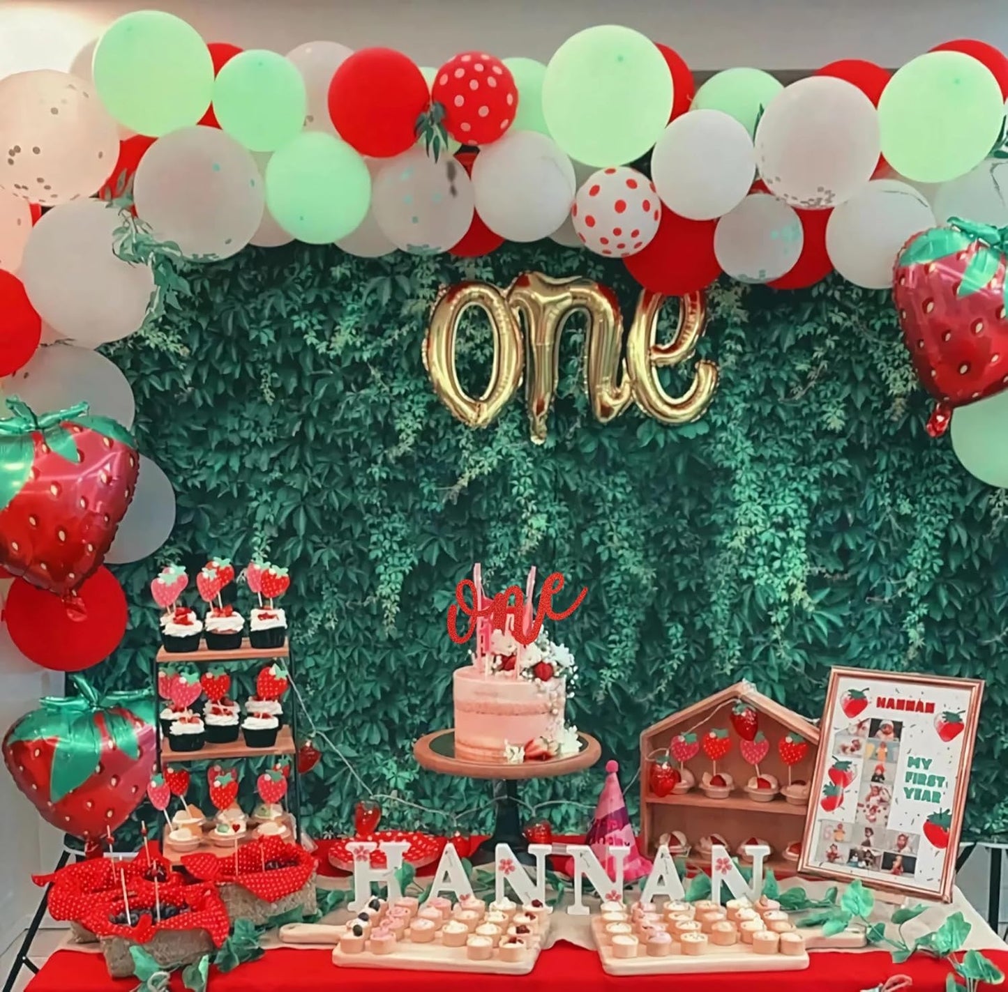 First Birthday Cake Topper - Red Glitter One Cake Decorating Supplies for Girls and Boys, Perfect for Baby Shower/Gender Revealing Party/Baby Party Photo Booth Props