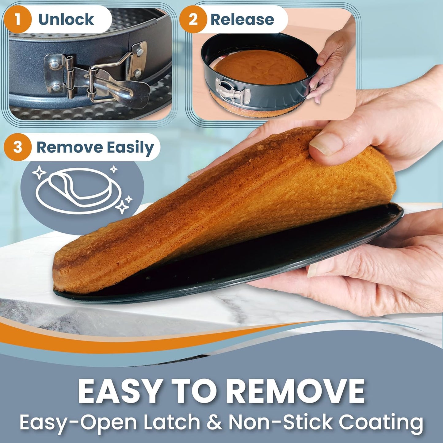 Spring Form Pans for Cheesecake, 6/8/10 Inch NONSTICK Springform Pan Set - Cheesecake Pan Set with LEAKPROOF SILICONE PROTECTOR - Cheese Cake Pans for Baking in WATER BATH - NO FOIL WRAP