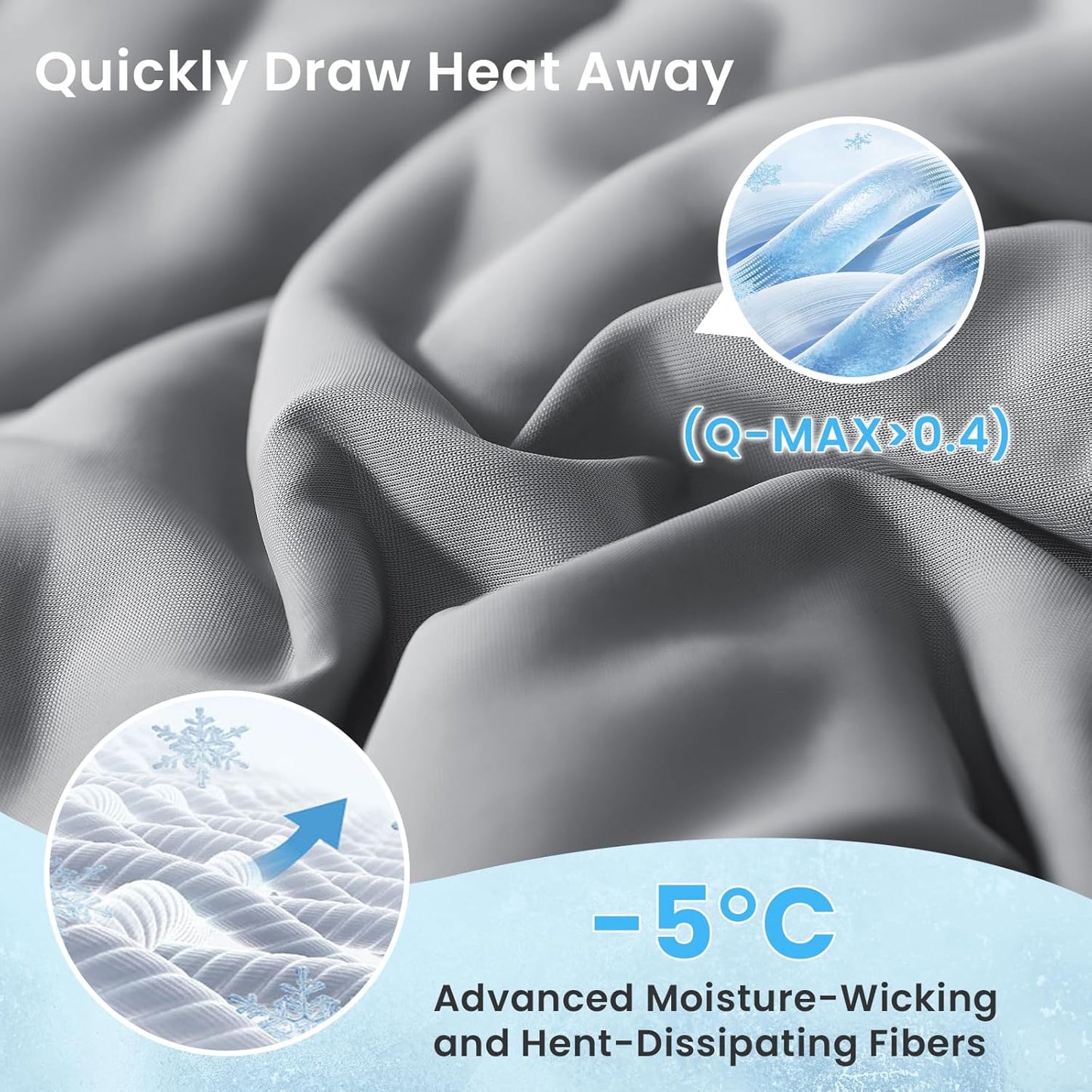 HYLEORY Cooling Comforter Queen Size - Summer Cooling Blanket for Hot Sleepers/Night Sweats, Double-Sided Cold Touch Silky Ice Comforters, Breathable Lightweight Beddings, Cool Gray, 90"x90"