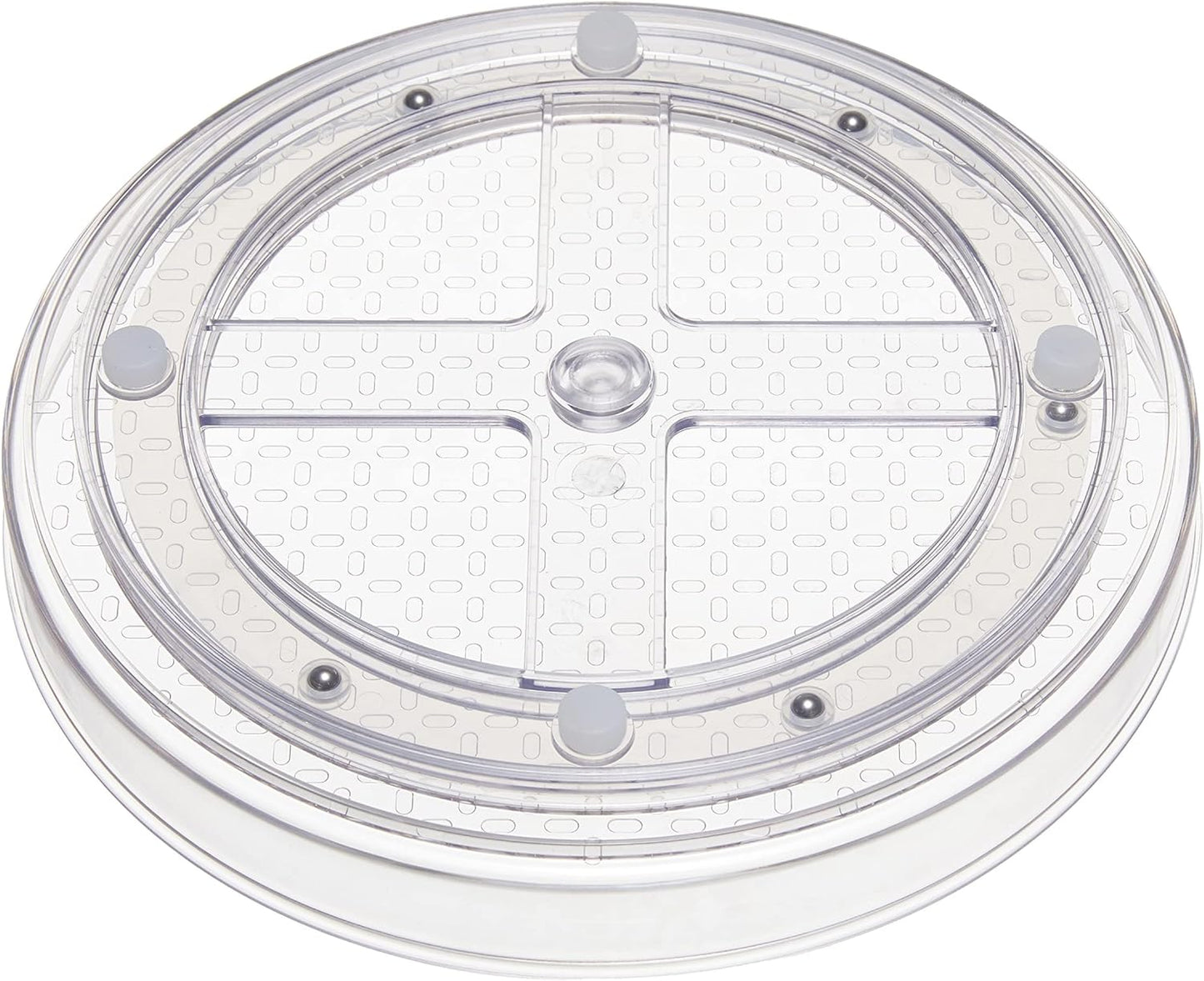 Amazon Basics 2 Tier Lazy Susan Turntable Organizer, 9" Diameter, 2-Pack, Clear