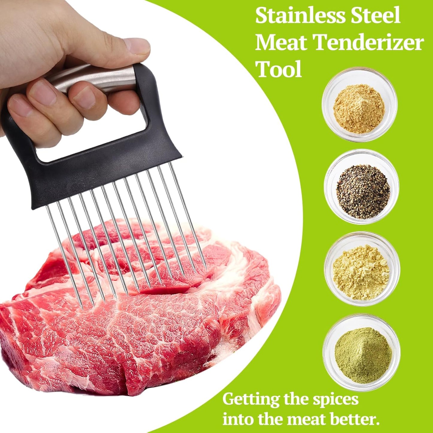 Suuker Onion Holder for Slicing, Large Onion Cutter Vegetable Chopper, Stainless Steel Tomato Slicer for Potato Lemon, Kitchen Food Slicer Guide for Neat Slicing, Meat Tenderizer Tool