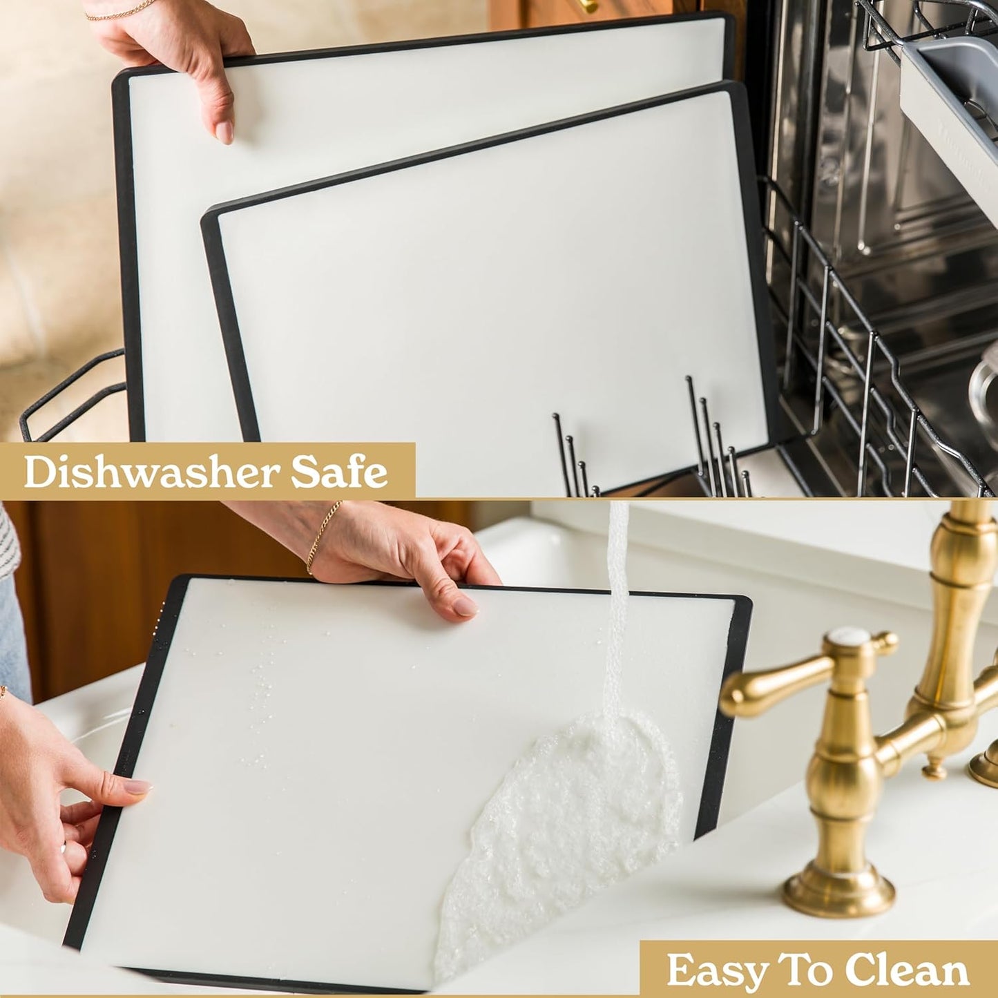 SMIRLY Cutting Boards for Kitchen, 100% BPA-Free Plastic Cutting Boards Set of 2 Small, Dishwasher Safe & Non-Slip, Kitchen Essentials, Orange