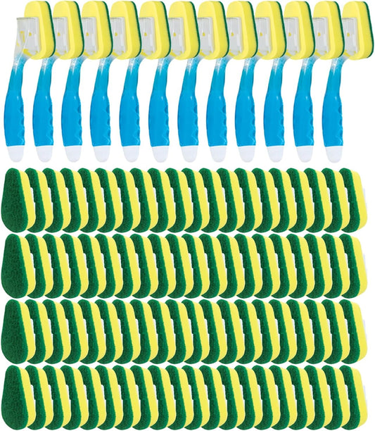 Lola Products Dish Brush w/Soap Dispenser Wand, Absorbent Sponge Scrubber, No Leaking. Clean Dishes and Sinks, 12 Brushes & Heads & 72 Refills