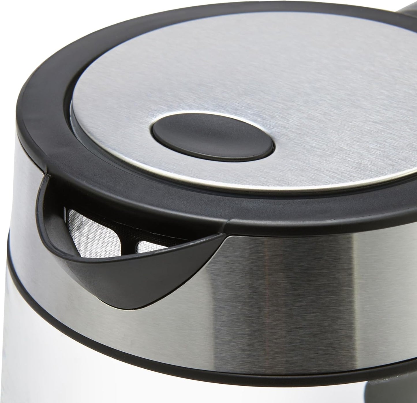 Amazon Basics Electric Kettle with Glass Carafe for Tea and Coffee, BPA-Free, Fast Boiling, Auto Shut-Off, 1.8 Quarts, 1500W, Black and Silver