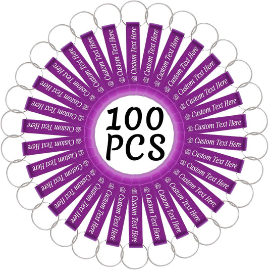 YanNanKe 100PCS Personalized Aluminum Bottle Opener Keychain with Logo Text Engraved Wedding Bottle Opener Favors Customized Gifts for Guests Baby Shower Birthday Party - Purple