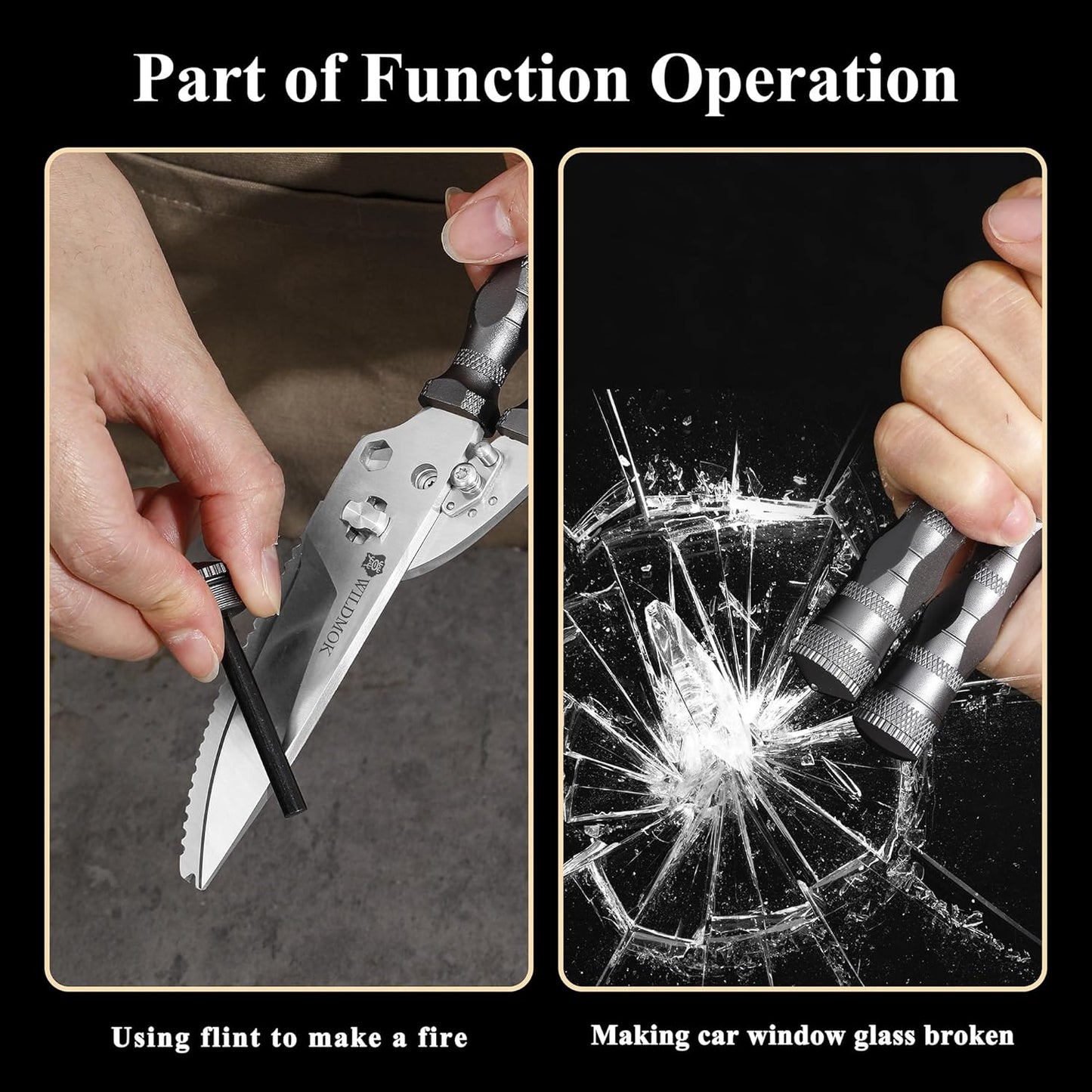 WILDMOK Heavy Duty Poultry Shears - 8.5 Inch Multi-function Stainless Steel Poultry Outdoor Shears, Ultra Sharp Kitchen Scissors for Outdoor Camp, Grey