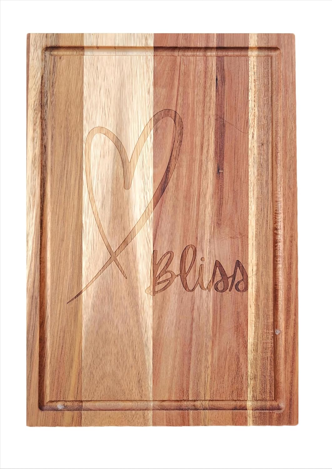 Wood Heart Organic Wooden Cutting Board with Juice Groove. Made with Natural Acacia Hard Wood it is Durable Anti-Slip Best for Chopping Fruits Veggies, Decorating Cheese Board & Kitchen Serving Tray