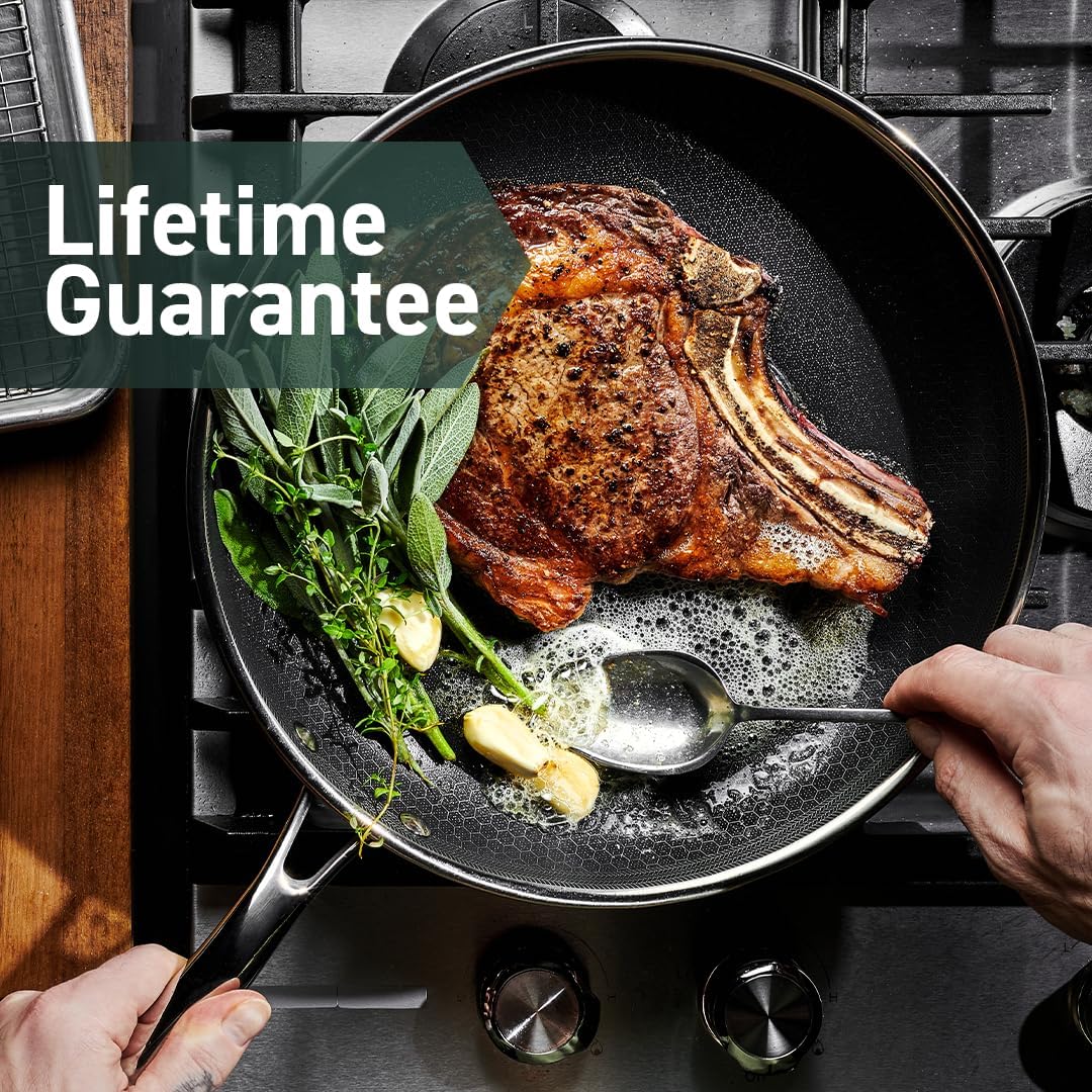 HexClad Hybrid Nonstick 12-Inch Frying Pan, Stay-Cool Handle, Dishwasher-Friendly, Oven-Safe Up to 900°F, Induction Ready, Compatible with All Cooktops