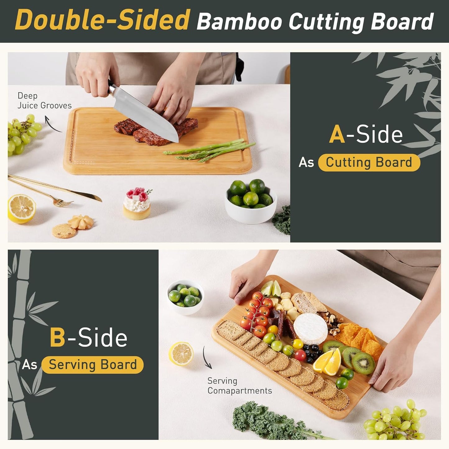 Bamboo Cutting Board Set Over Sink Non Toxic Wooden Cutting Boards Men Birthday Christmas Valentines Father Day Gifts Ideal from Wife Romantic Anniversary Best Cool Gadget Awesome Who Have Everything