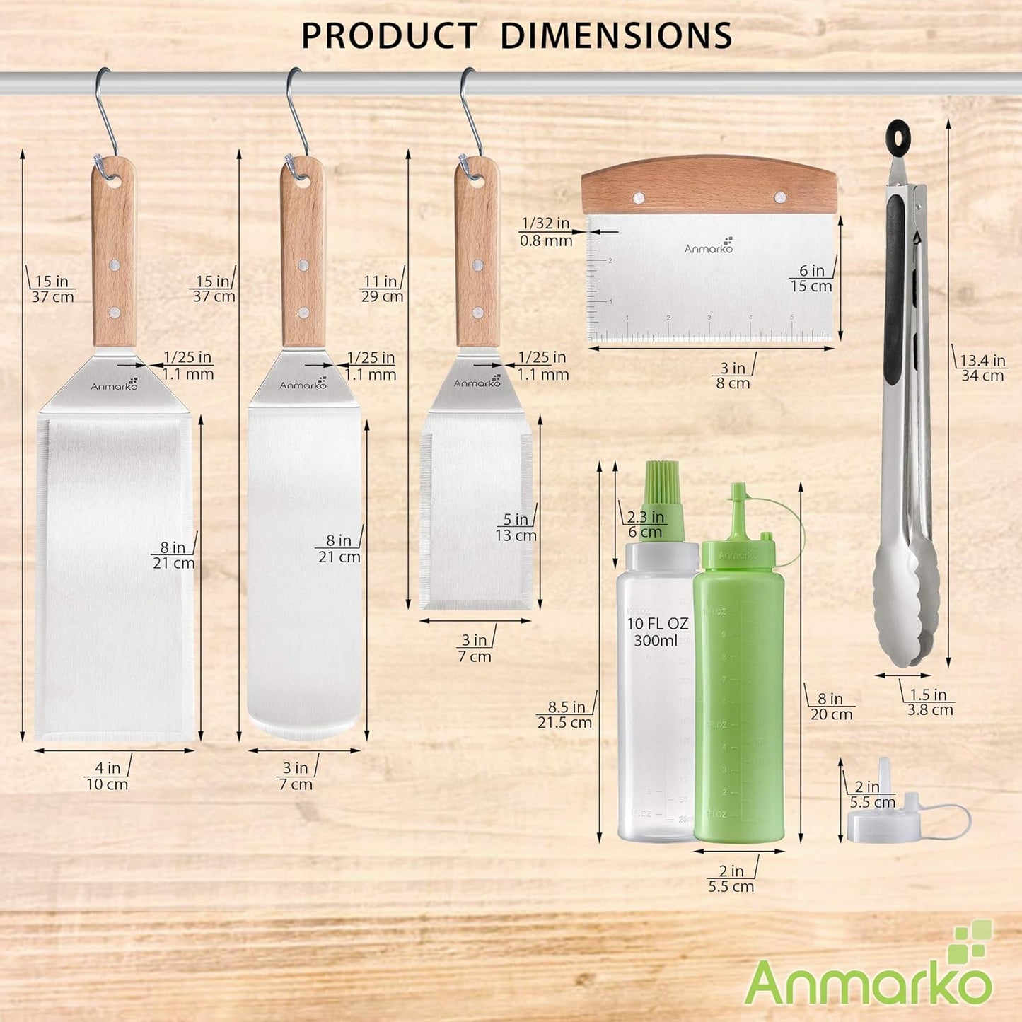 Metal Spatula Set - Griddle Accessories kit - Grill Flat Spatula Pancake Flipper Hamburger Turner - Metal Utensil Great for BBQ Grill Flat Top - Cast Iron Griddle Accessories - Commercial Grade