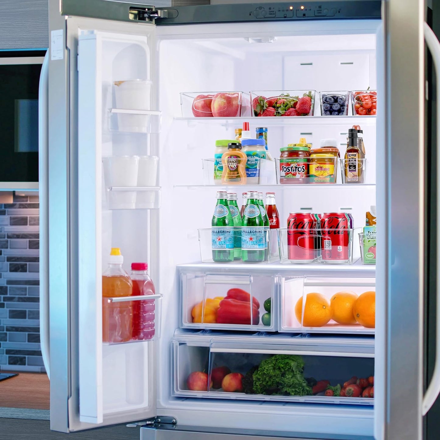 Sorbus Clear Plastic Organizing Bins 10-Pack, Clear Bins, Refrigerator & Pantry Organizer