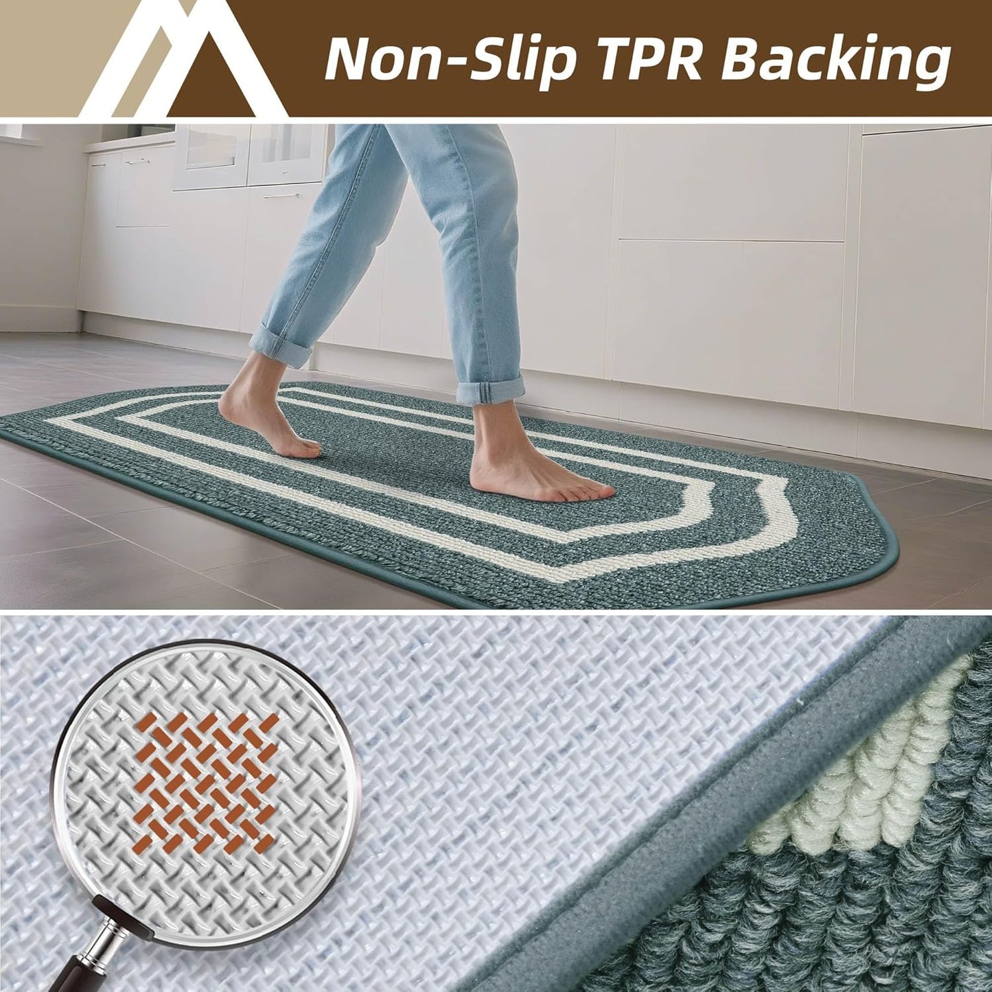 COSY HOMEER Kitchen Rugs and Mats 24"x59" Non Slip Kitchen Mats for Floor Washable Kitchen Runner Rug Stain Resistant Standing Mat for Kitchen,Sink,Polypropylene,Lake Blue