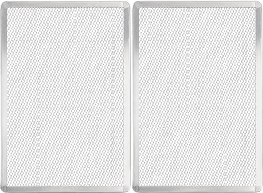 Pizza Screen 11 x 16 Inch 2 Pack Rectangular Aluminum Pizza Pan Restaurant-Grade Flatbread Screen Pizza Crisper Pan,Oven-Safe