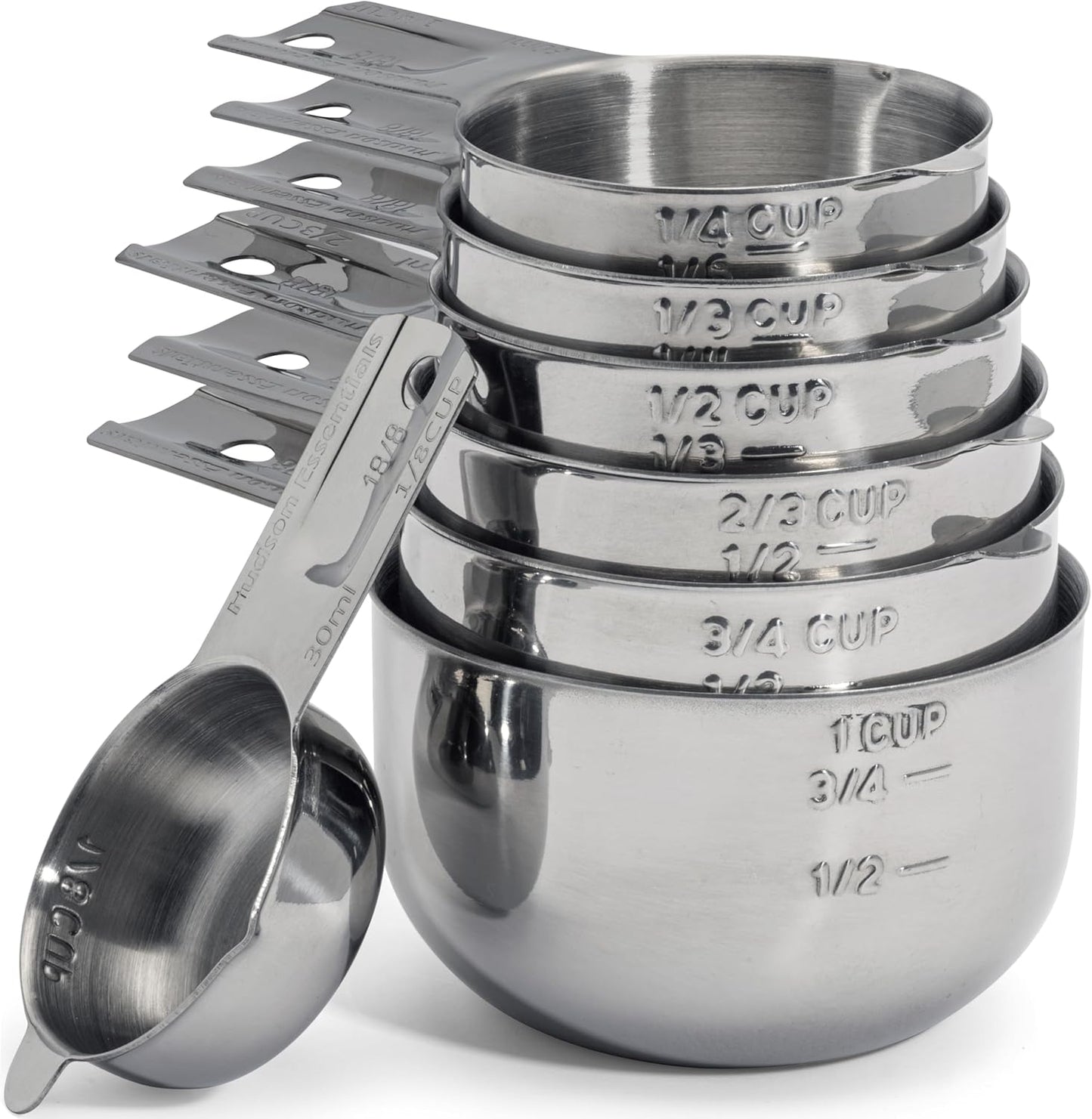 Hudson Essentials Stainless Steel Measuring Cups Set - Stackable Set with Spout