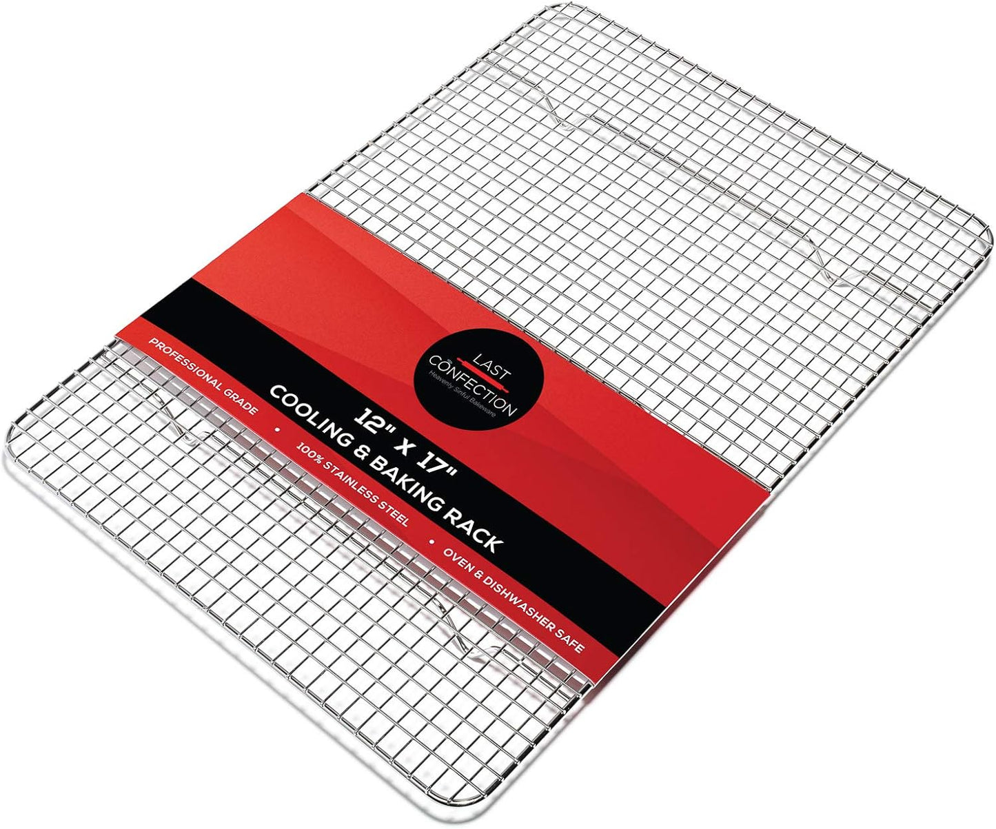 Last Confection Stainless Steel Baking & Cooling Rack - 12" x 17" (Fits Half Sheet Pan) - Cookie Baker's Oven Wire Rack