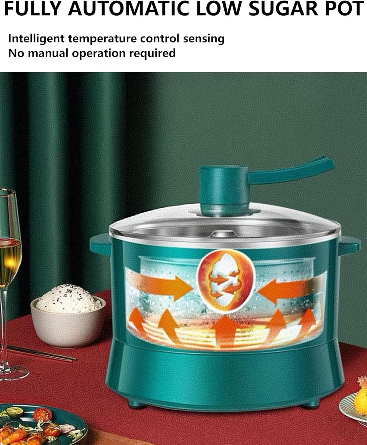 4L Multifunctional Pot, 110v Automatic Lifting Low Sugar Rice Cooker, 900w Manual Lifting Electric Hot Pot. A Steaming/Boiling/Stewing Pot That Can Keep Warm And Timed