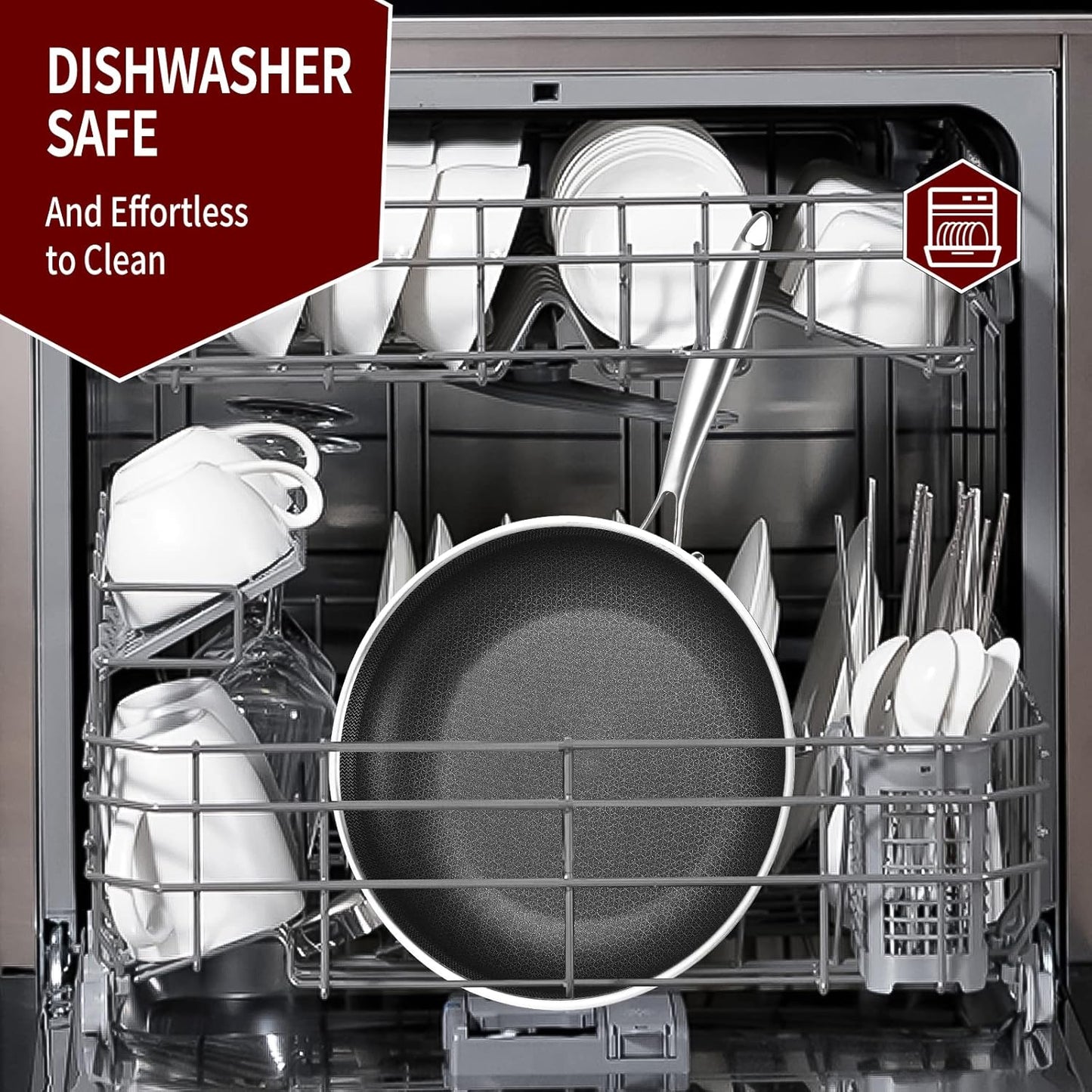 LOLYKITCH 10-12 Inch Hybrid Tri-Ply Stainless Steel Nonstick Chef's Frying Pan Set,Skillets,Induction Cooking Pan,Oven & Dishwasher Safe.