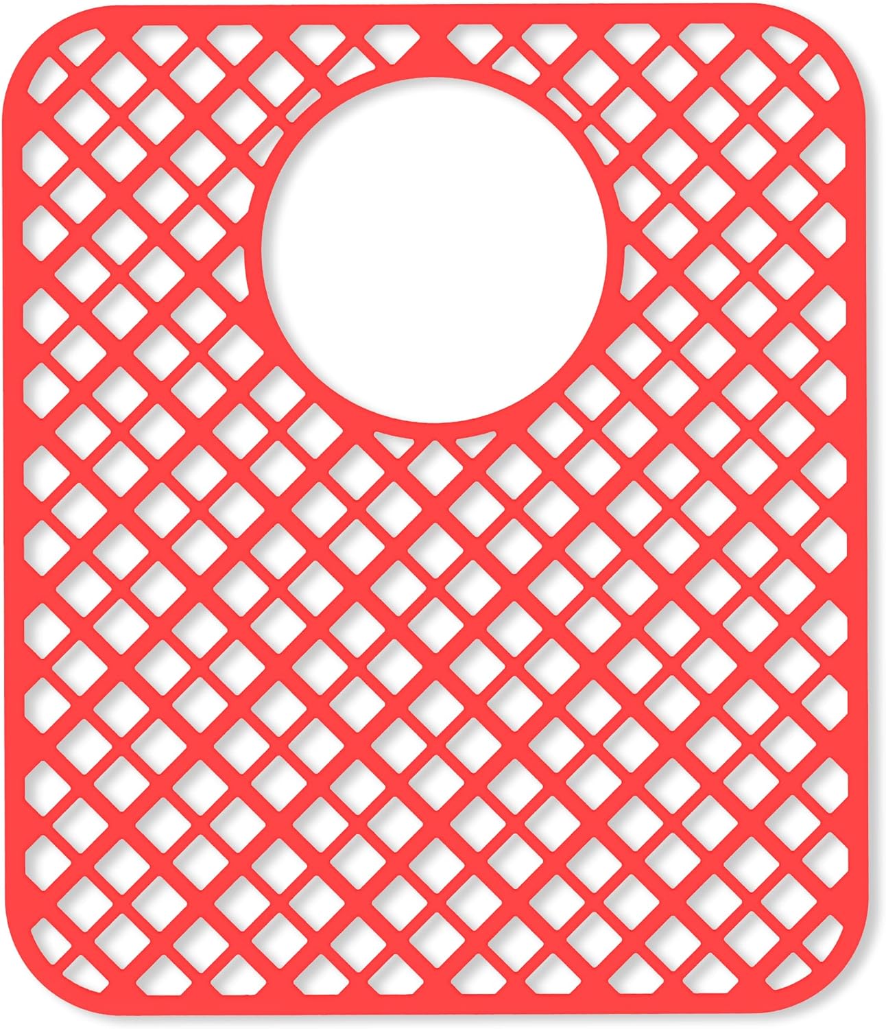 2 Pack Silicone Sink Protectors for Kitchen Sink, Lozenge Pattern 13 x 11 Inches Sink Mat, Non-Slip and Durable Sink Protector Silicone, Rear Drain, Red