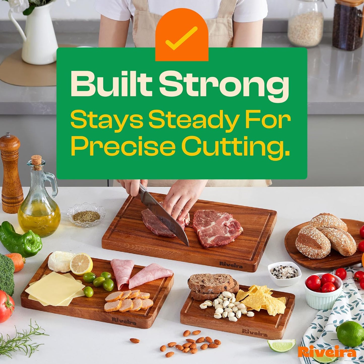 Riveira Walnut Wood Cutting Board Gourmet Black Walnut Grandeur: 12 x 10 Wooden Chopping Board Decorative Kitchen Cutting Board With Innovative Juice Grooves