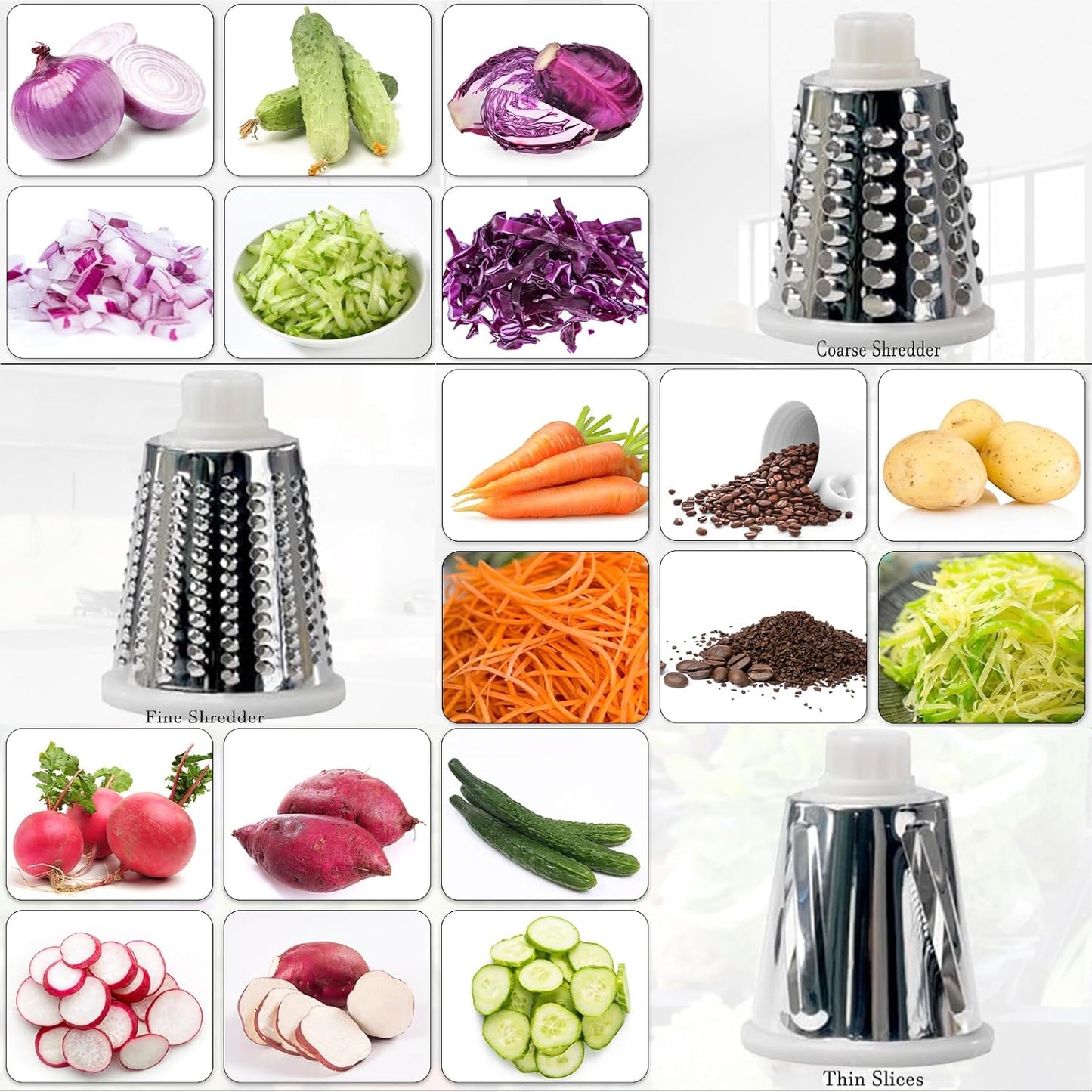 Rotary Cheese Grater Multi-Purpose Stainless Steel Cheese Shredder - Cheese Grater With Handle Effortless Grating of Carrots, Potatoes, Vegetables, and Fruits (Red)