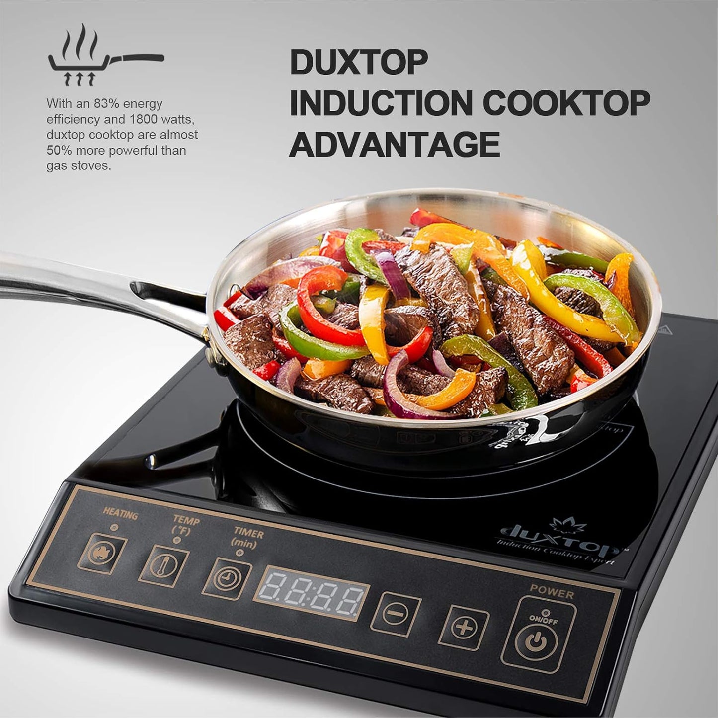 Duxtop 1800W Portable Induction Cooktop Countertop Burner, Gold 9120MC/BT-M20B