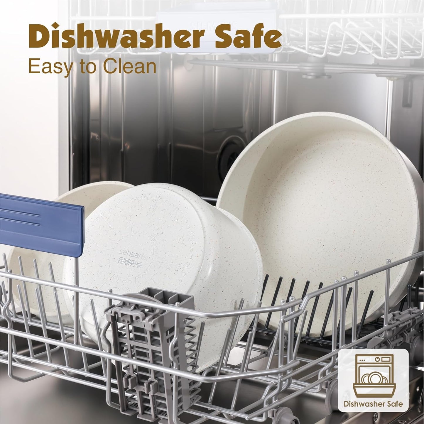 SENSARTE 17 Piece Pots and Pans Set, Nonstick Detachable Handle Cookware Set, Induction Kitchen Cookware Set with Removable Handle, Healthy Non Stick for RV, Dishwasher ＆ Oven Safe, PFOA Free (White)