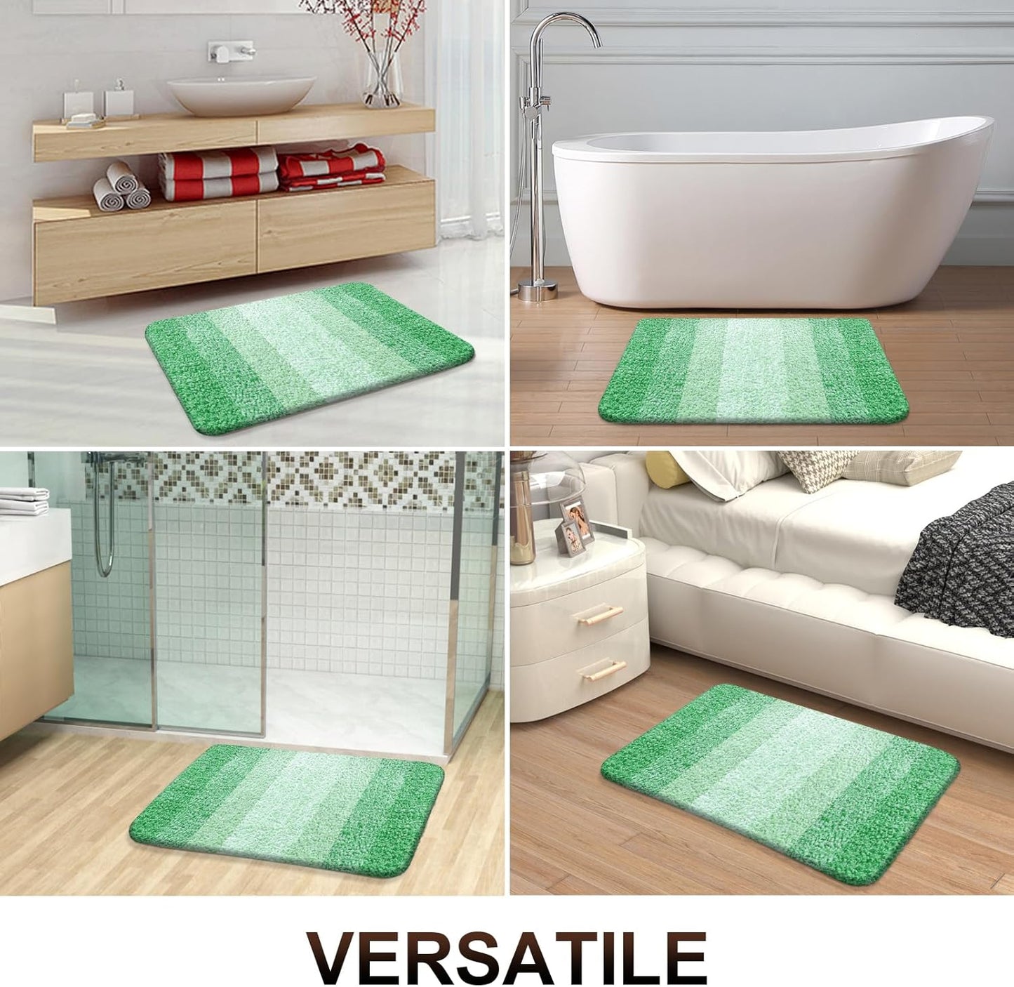 OLANLY Bathroom Runner Rugs 59x20, Extra Soft Absorbent Microfiber Bath Rugs, Rubber Backing, Quick Dry, Machine Washable Bath Mats for Bathroom Floor, Tub and Shower, Home Decor Accessories, Green