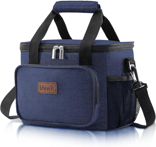 Lifewit Large Lunch Bag Insulated Lunch Box Soft Cooler Cooling Tote for Adult Men Women, Dark Blue 12-Can (9L)