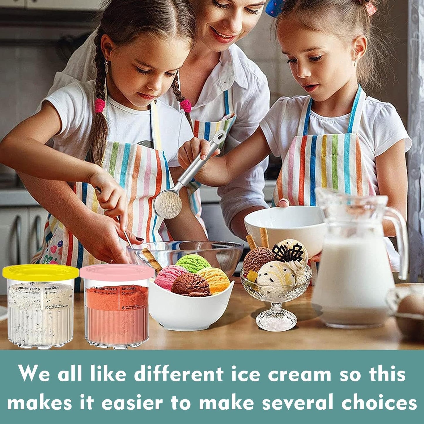 Replacement for Ninja Creami Deluxe 11-in-1 XL Pints and Lids - 4 Pack, 24 oz Containers Compatible with Ninja Creami NC501, NC500 Series Ice Cream Maker - Dishwasher Safe