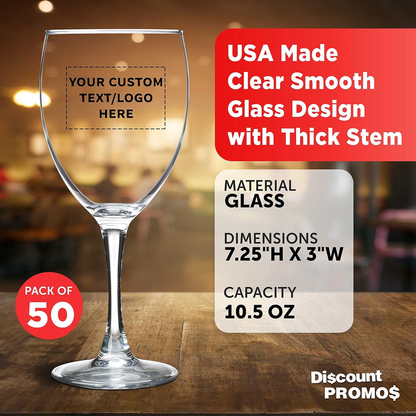 Custom Nuance Wine Glasses by ARC 10.5 oz. Set of 50, Personalized Bulk Pack - Restaurant Glassware, Perfect for Red Wine, White Wine, Cocktails - Clear