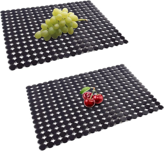 Qulable 2Pack Kitchen Sink Mat for Stainless Steel/Ceramic Sinks, PVC Eco-friendly Protectors for Bottom of Kitchen Sink, Adjustable, Fast Draining, Dots Design, 11.8x15.7 (Black)