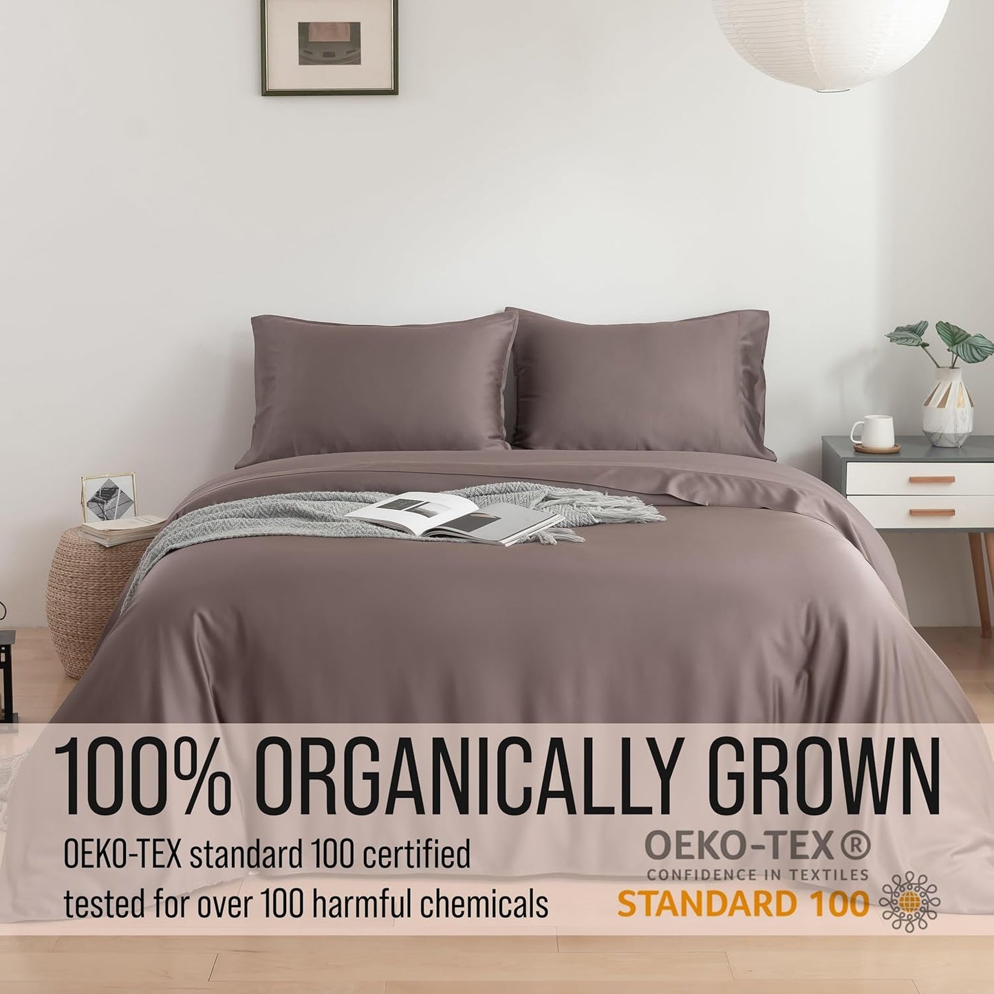 Bella Coterie Luxury Bamboo Viscose Queen Size Sheet Set | 100% Organically Grown | Ultra Soft | Cooling for Hot Sleepers | 18" Deep Pocket [Mocha]