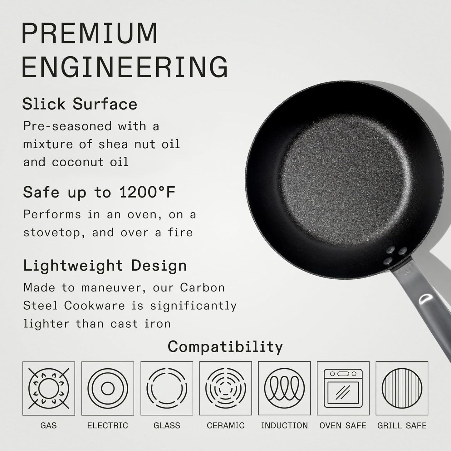 Made In Cookware - Seasoned 8" Carbon Steel Frying Pan - (Like Cast Iron, but Better) - Professional Cookware - Crafted in Sweden - Induction Compatible