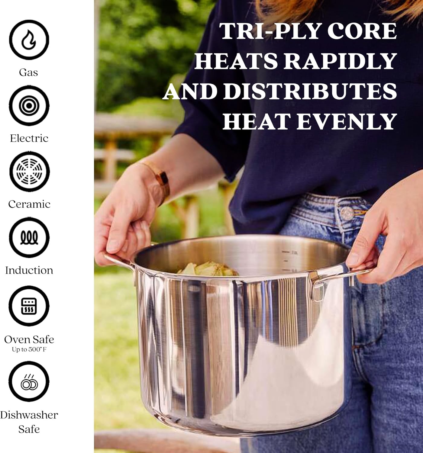 Alva Maestro 11-Piece Stainless Steel Nonstick Cookware Set – PFAS/PFOA/PTFE-Free, Non-Toxic Nonstick – Induction & Oven Safe, Even-Heat Technology, Professional Quality Pots & Pans with Steel Handles