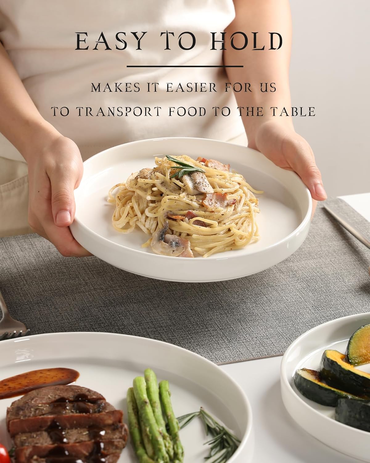 Sweejar Porcelain Dinnerware Sets for 4, 12 Pieces Ceramic Plates and Bowls Set, Classic Modern Simple Kitchen Dinner Dining Ware Set, Dishwasher and Microwave Safe Dishes Sets(Pure White)