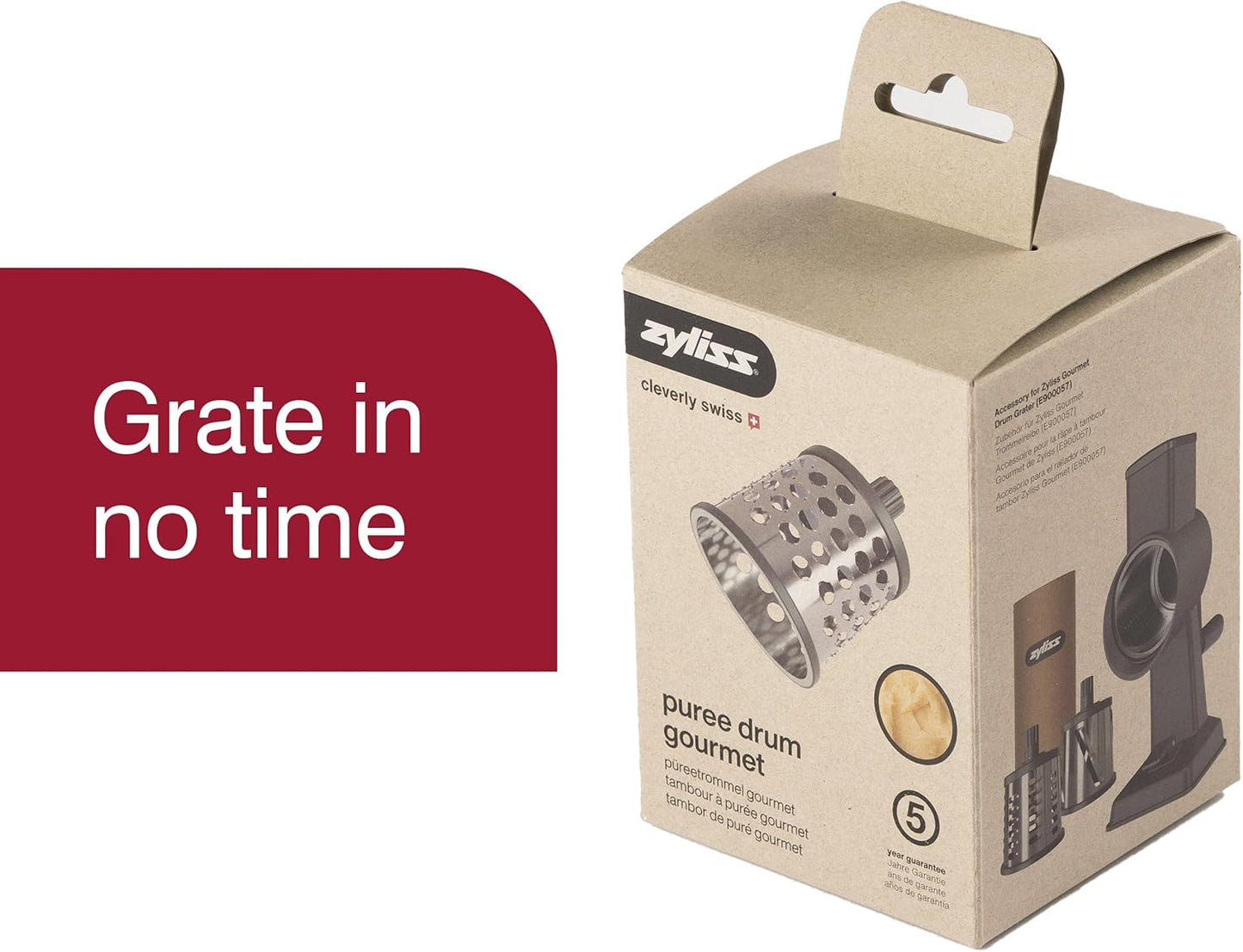 Zyliss E900058 Puree Drum Blade, Stainless Steel, Mashing, Puree, for Use with Zyliss Rotary Cheese Grater, 5 Year Guarantee