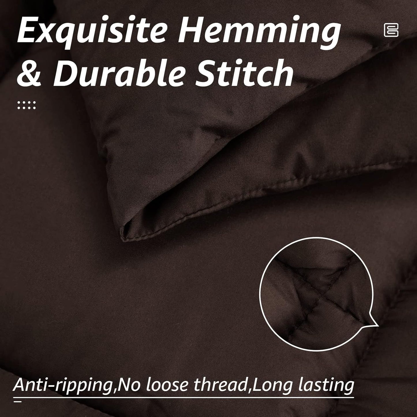 HYLEORY All Season Full Size Bed Comforter - Cooling Down Alternative Quilted Duvet Insert with Corner Tabs - Winter Warm - Machine Washable - Brown