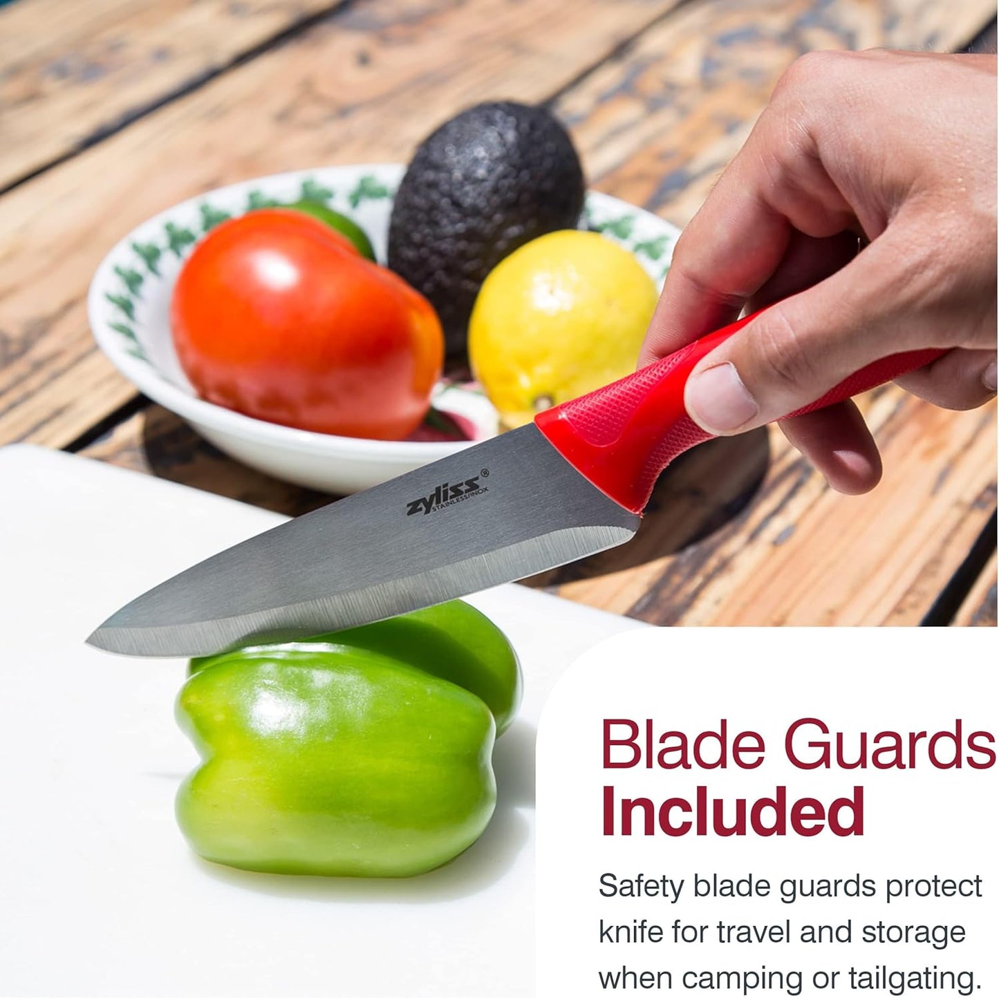 Zyliss Utility Kitchen Knives with Sheath Covers - Dishwasher Safe - Stainless Steel Kitchen Knives Perfect for Cutting Meat, Vegetables & Fruit - 3 Piece Paring Set