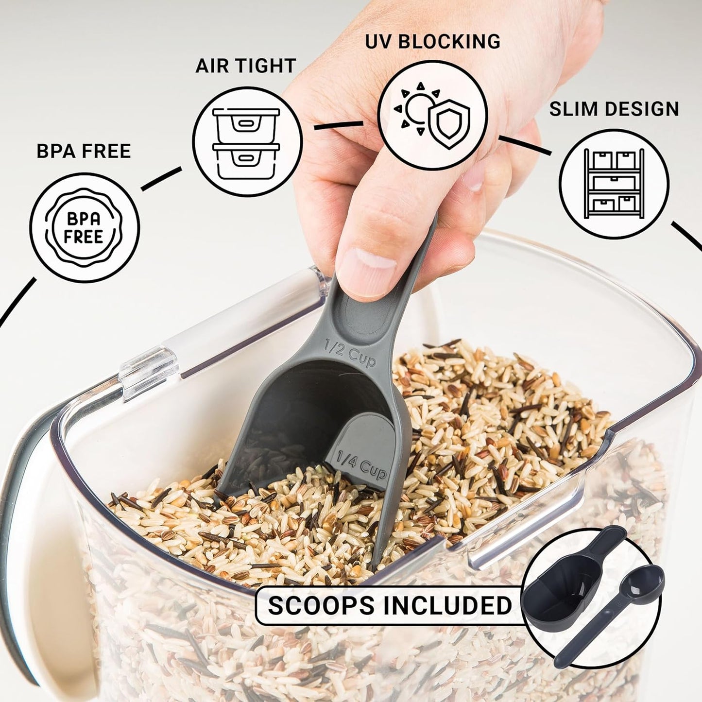 Progressive ProKeeper Baker's Airtight Kitchen Storage Canister Container Set for Flour, Sugar & More, Keeps Ingredients Fresh, with Accessories (Multicolor, 8- Piece)