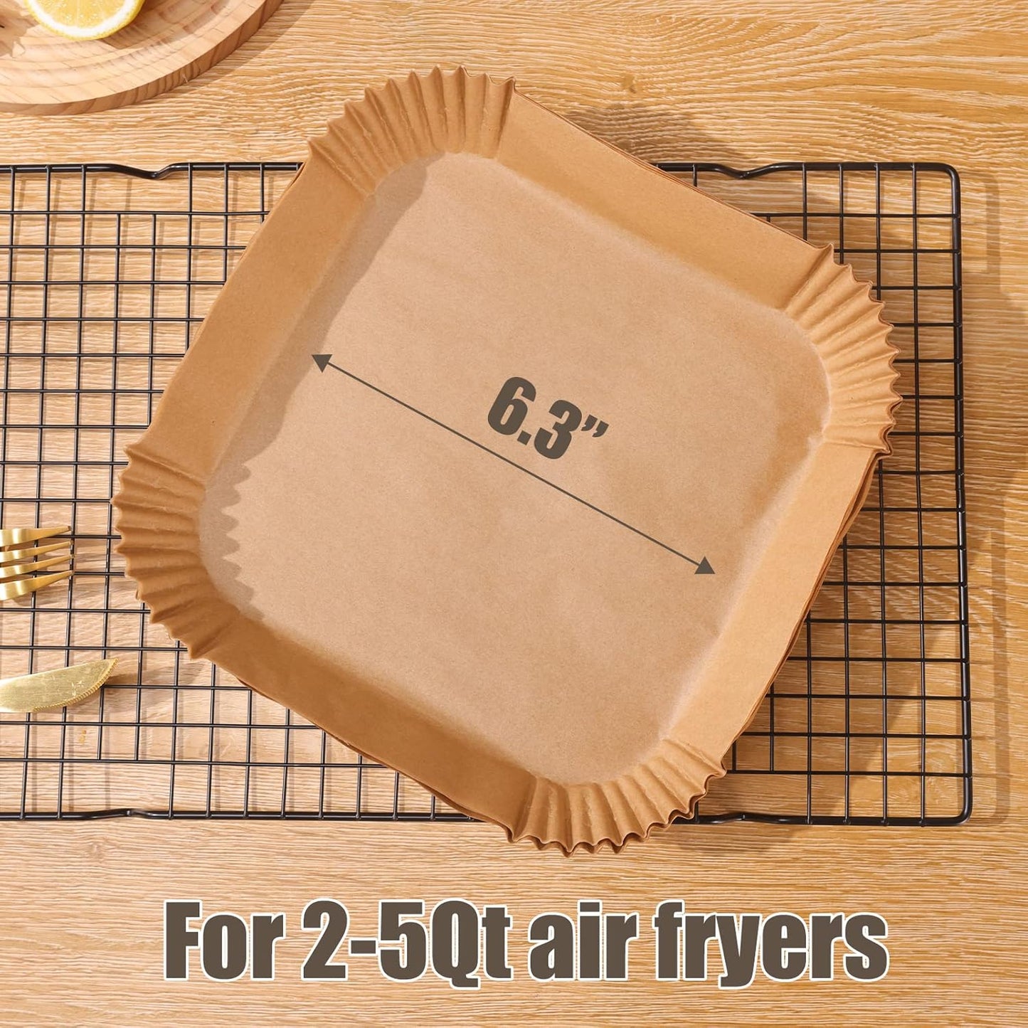 Disposable Paper Liner Square 250 Pcs for 2 to 5 Qt Air Fryer Baskets, Non-stick Oil-proof Parchment Liner Cooking Paper