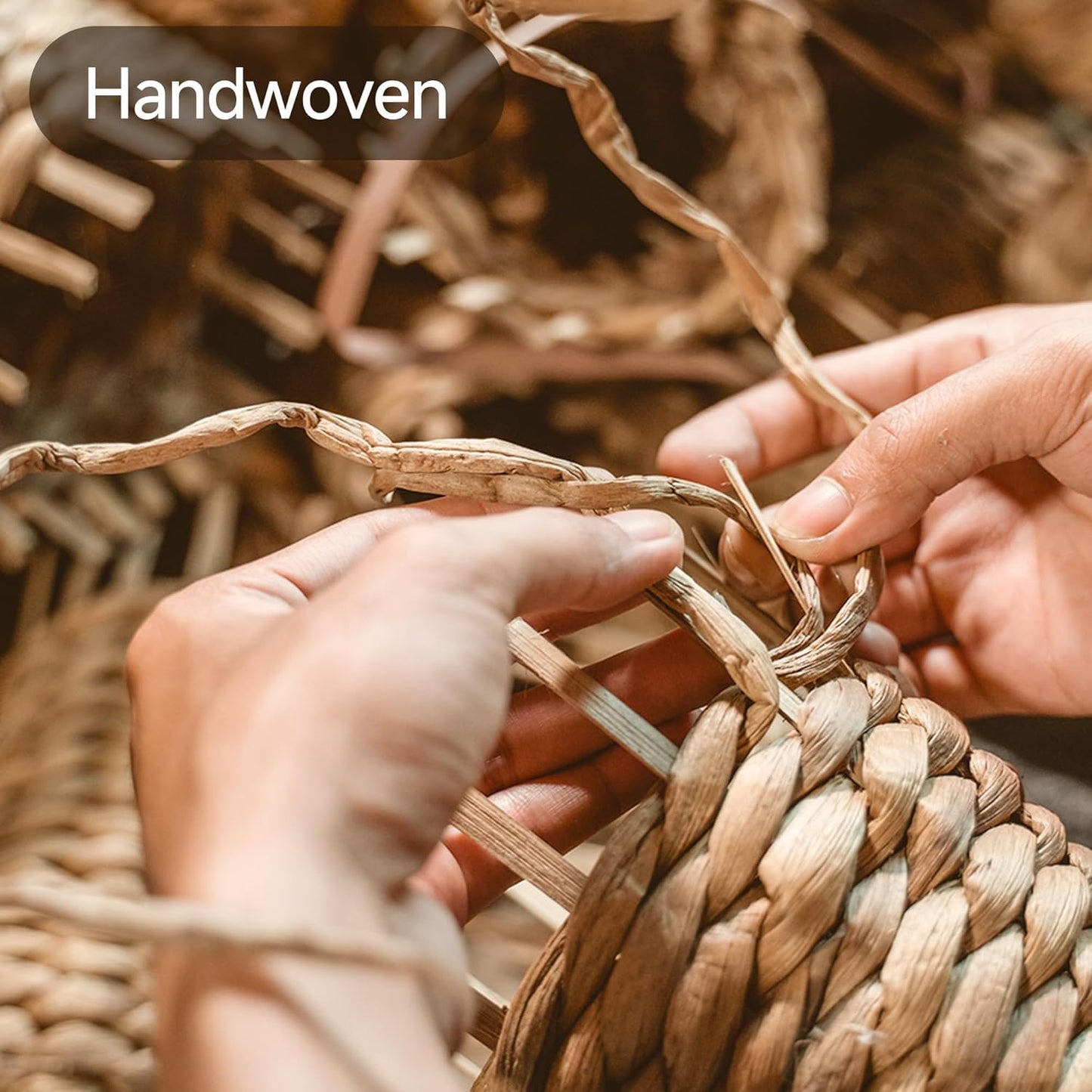 StorageWorks Small Pantry Baskets for Patato and Onion Storage, Wicker Baskets for Organizing with Built-in Handles, Water Hyacinth Pantry Organizers and Storage for Kitchen Shelves, 2 Pack