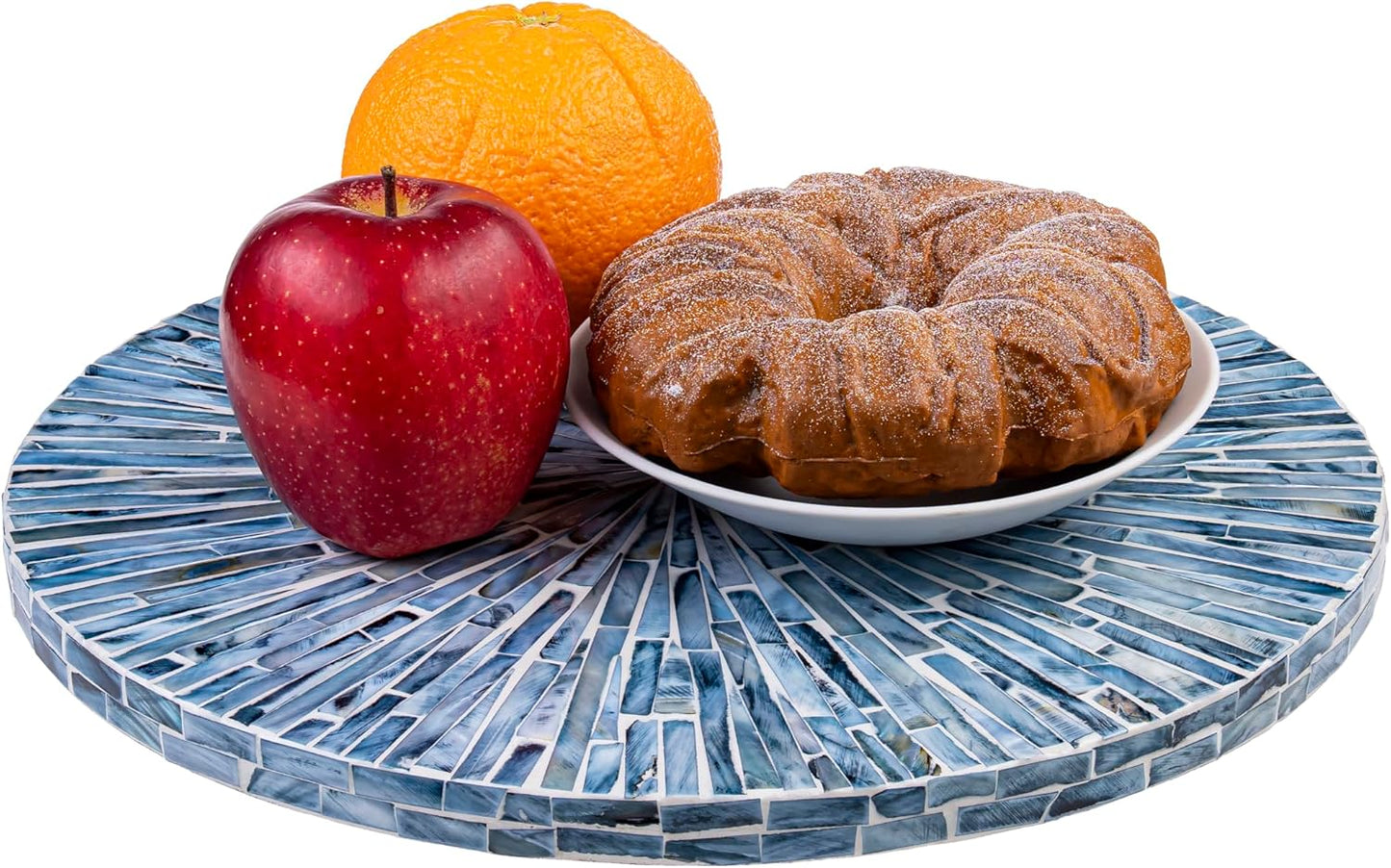 PEMAR Mother of Pearl Lazy Susan for Countertop Table (Blue Starburst, Standard (D12.6))