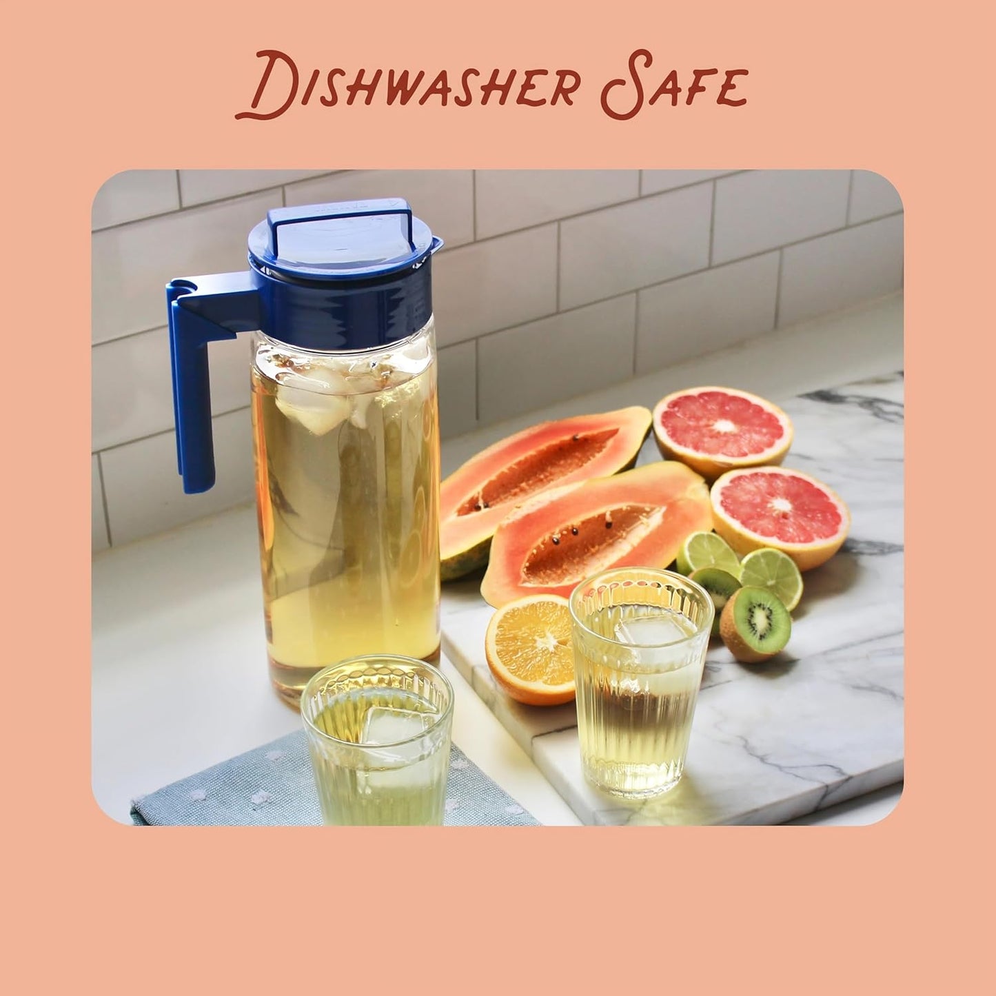 Takeya Flash Chill Iced Tea Maker - Airtight & Durable Iced Tea Maker Jug with Silicone Carry Handle - Leak-Proof & Lightweight Tea Infuser with Patented Flash Chill Technology - 1 Quart, Avocado