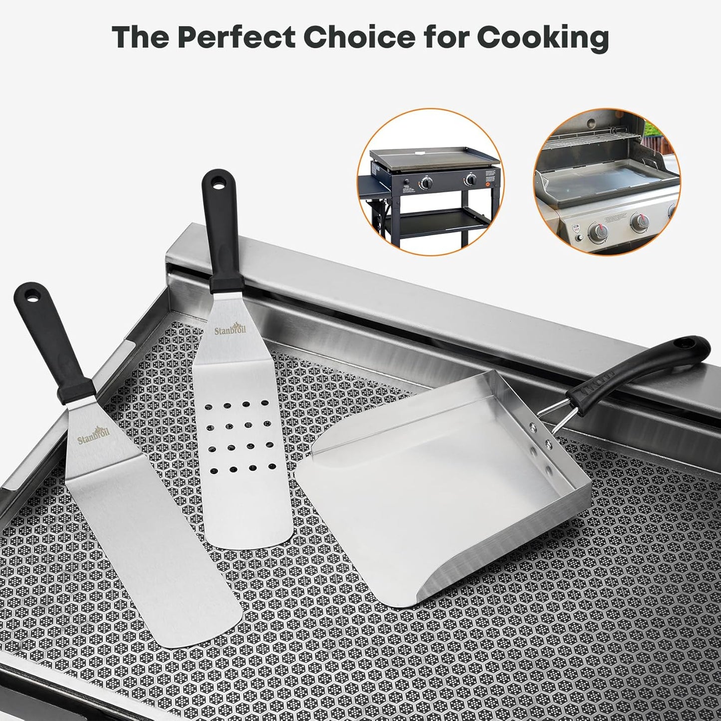 Stanbroil Griddle Spatula Set - Stainless Steel, 3 PCS Flat Top Grill Accessories for Blackstone Griddle
