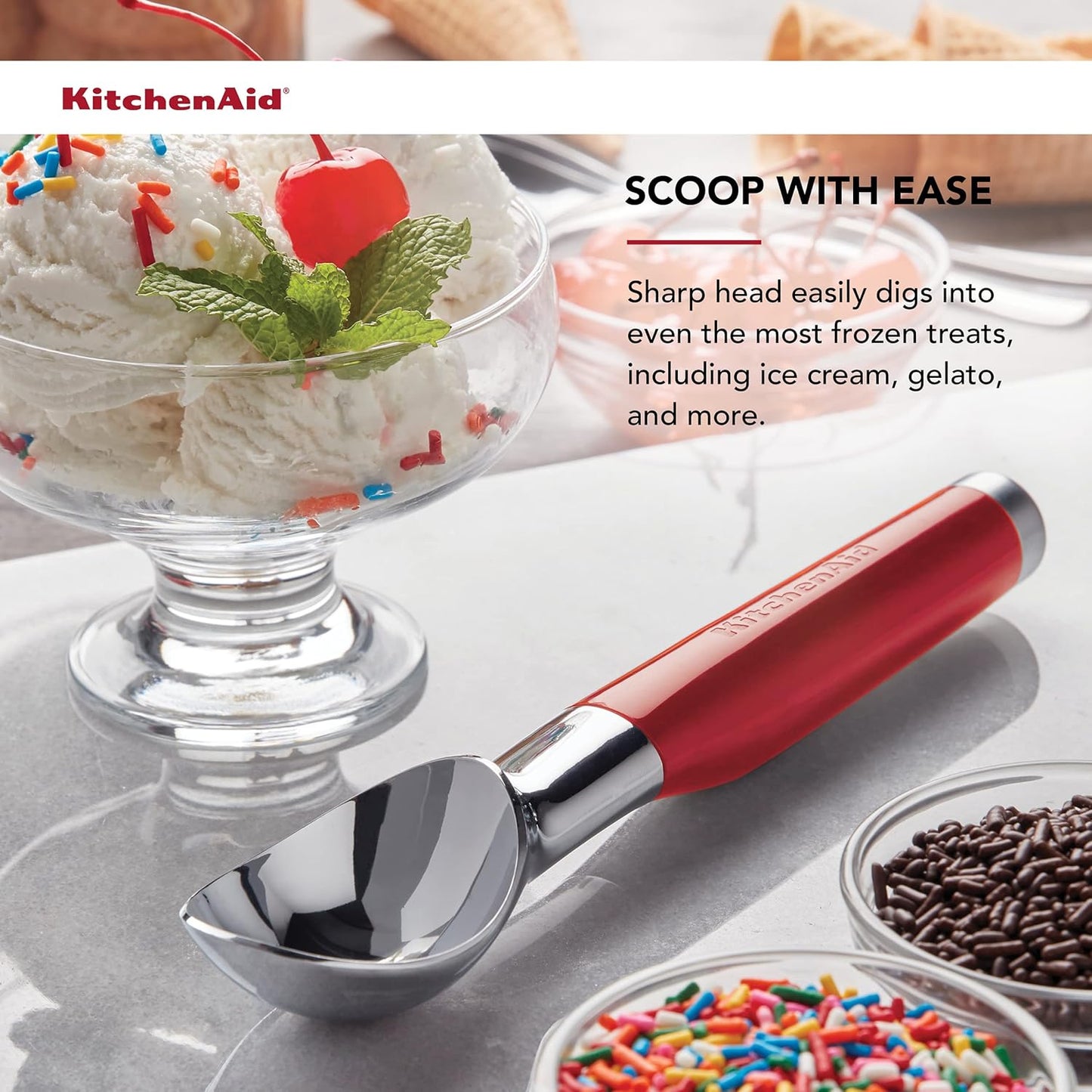 KitchenAid Classic Ice Cream Scoop, 8.6 inches, Empire Red