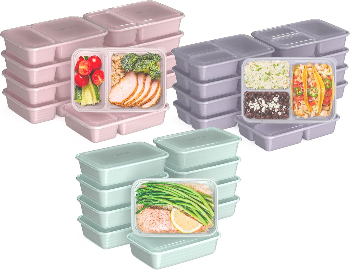 Bentgo Prep 60-Piece Meal Prep Kit - Reusable PFAS & BPA-Free Food Containers, 1-Compartment, 2-Compartment, & 3-Compartments - Microwave, Freezer, & Dishwasher Safe (Floral Pastels)