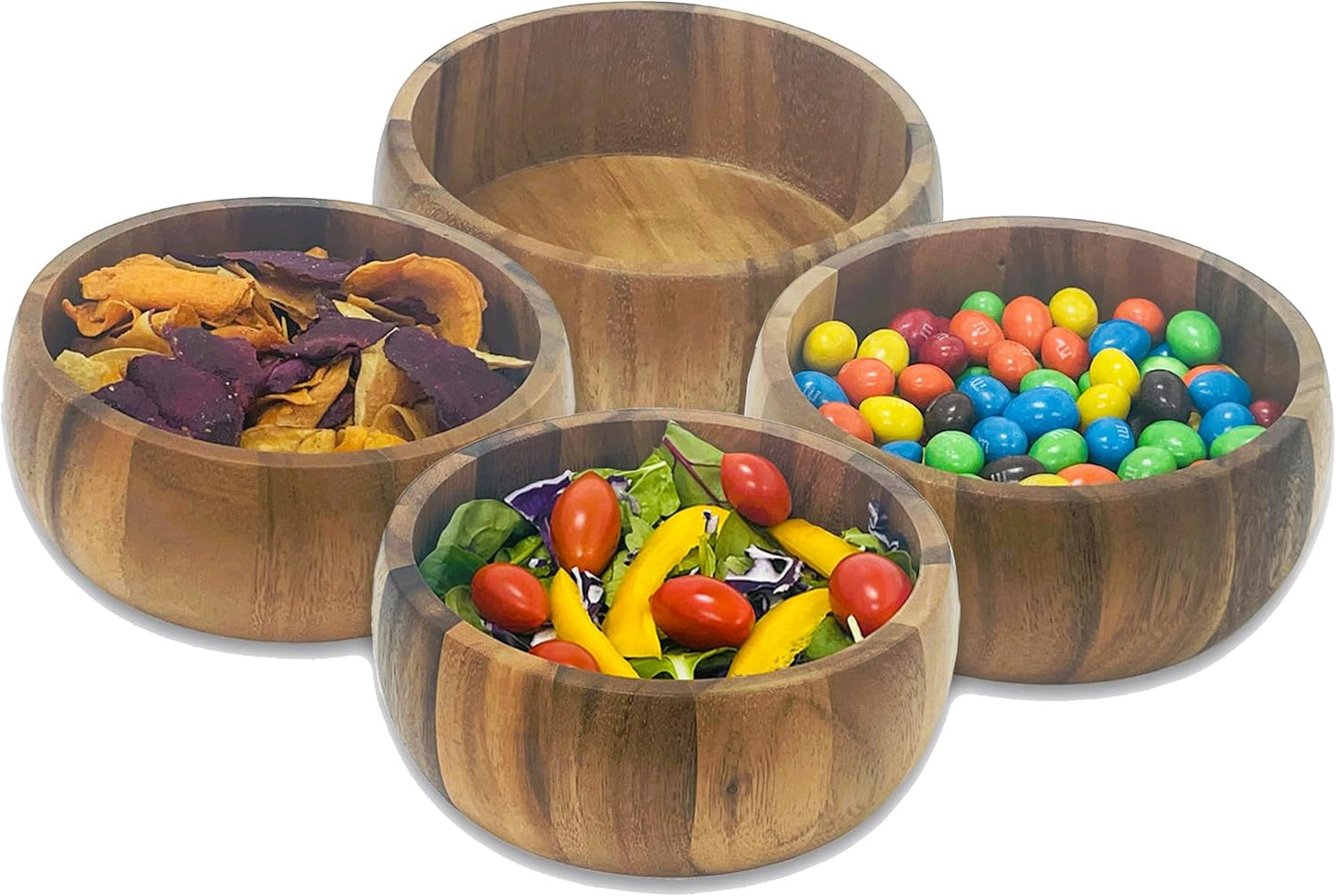 Woodard & Charles Acacia Wood Large Individual Salad Bowls, 6 1/2" x 2 1/2", ★★PACK OF 24 BOWLS★★