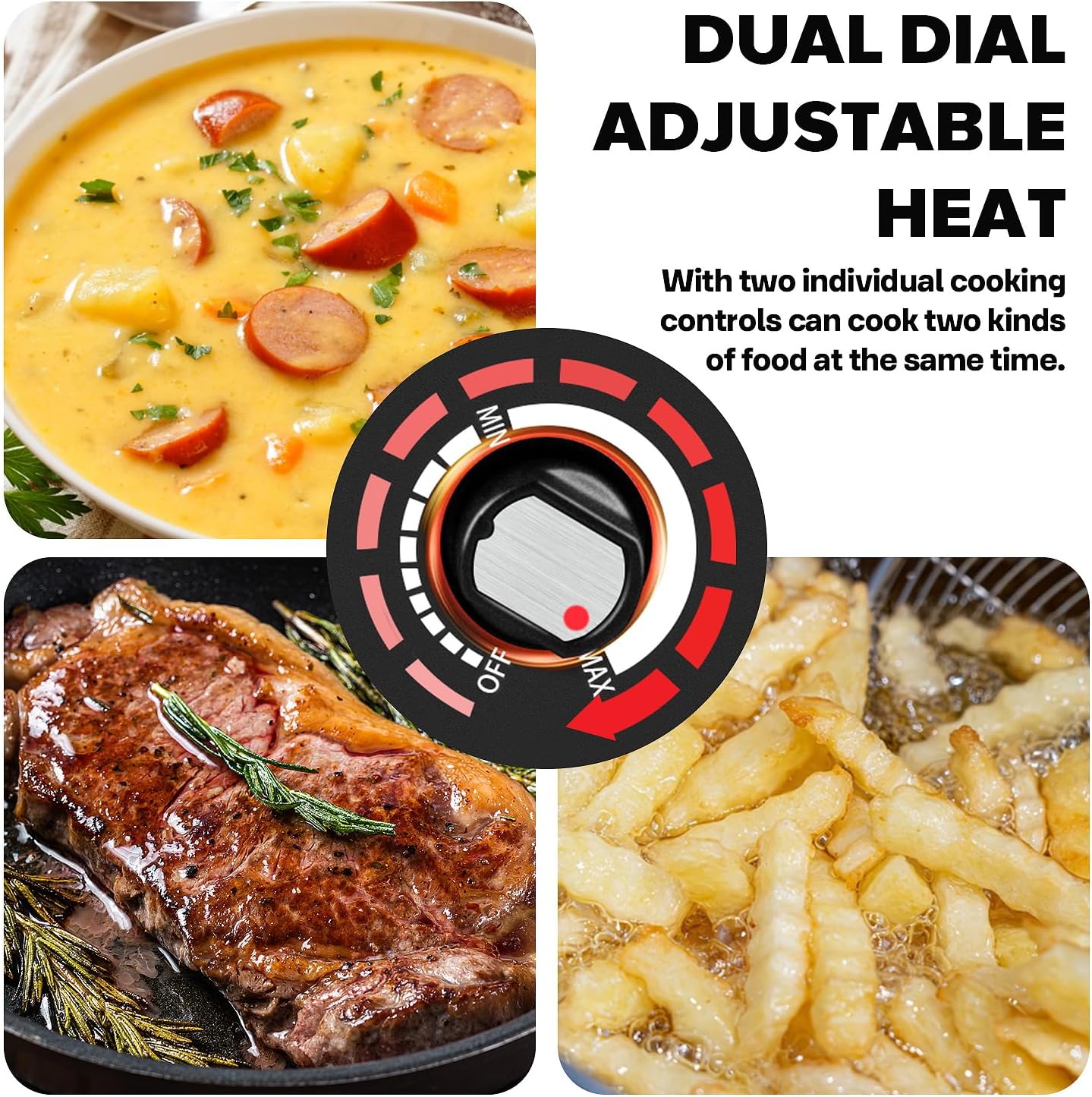 Techwood Electric Stove, Double Infrared Ceramic Hot Plate for Cooking, Two Control Cooktop Burner, Portable Anti-scald handles Suitable for Office/Home/Camp Use, 1800W Compatible for All Cookwares