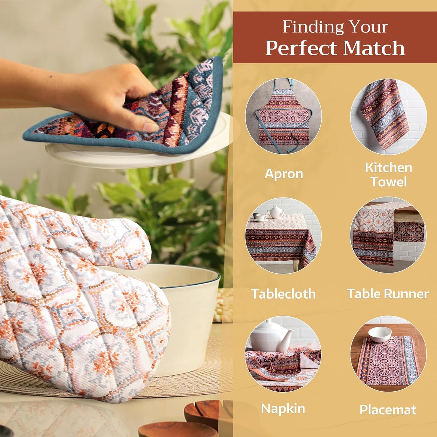 Maison d' Hermine Pot Holders Set 100% Cotton Heat Resistant Potholders 8" x 8" Hot Pads with Loop BBQ, Cooking, Baking, Grilling, Kitchen, Handling Hot Pans (Pack of 2, Fair Isle)